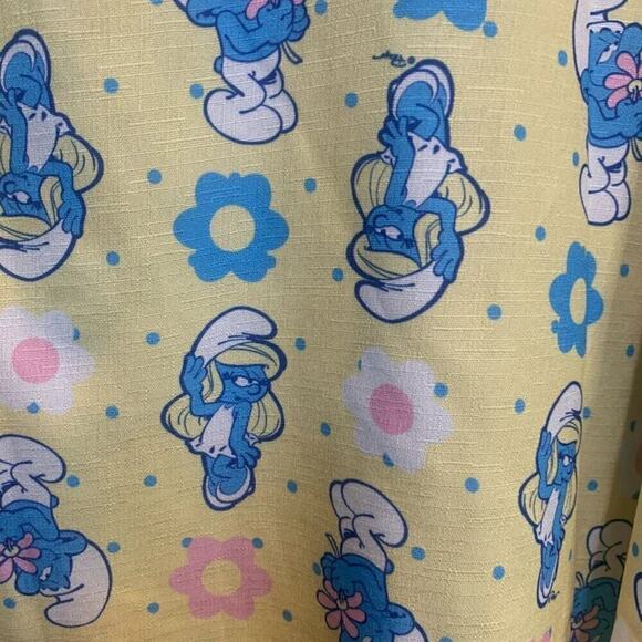 Unique Vintage X  Smurfs Circle Skirt Movie Cartoon Retro Pockets Sz L - Picture 7 of 12